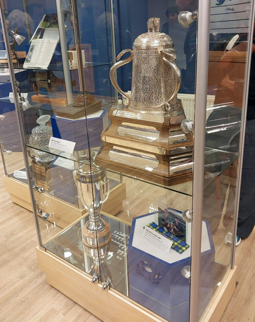 The Calcutta Cup and other tropies on display at Scottish Gas Murrayfield.